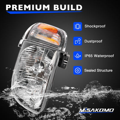Headlight, Tail Light & Fog Light Assembly Compatible with 2001–2004 Toyota Tacoma, Driver & Passenger Side (Headlights w/o, Taillights w/Bulbs), Replaces 81150-04110, 81110-04110