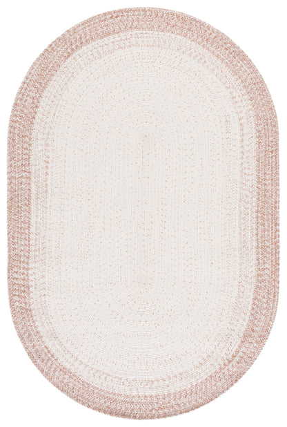 SAFAVIEH Washable Rug Outdoor Braided Collection - 6' x 8' Oval, Ivory & Beige, Handmade & Reversible, Non-Shedding & Easy to Clean, Ideal for Patio, Backyard, Mudroom (BRA283B)