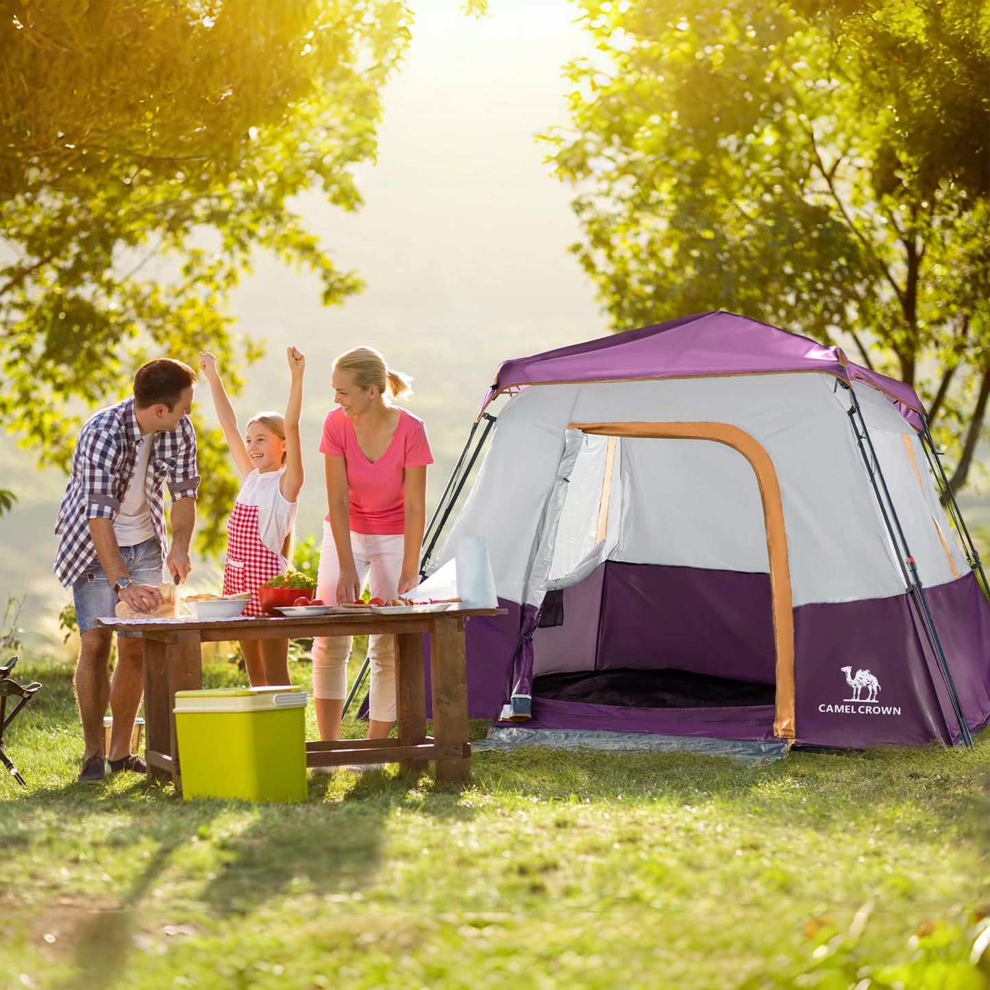 CAMEL CROWN 4/6 Person Instant Cabin Tent, Pop Up Windproof Tents for Camping, 60-Second Setup Family Tent with Carry Bag for Outdoor Hiking