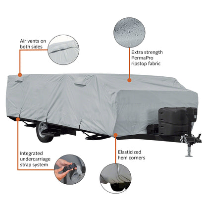 Classic Accessories Over Drive PermaPRO Folding Camping Trailer Cover, Fits 14'-16'L, RV Cover, Camper Cover, Travel Trailer Cover