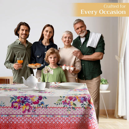 Maison d' Hermine Table Cloth Rectangle Table 100% Cotton 70 x 90 Inches Tablecloth Reusable Decorative for Dining Kitchen Room Farmhouse Home Gifts for Mothers Day Spring Summer - Rose Garden