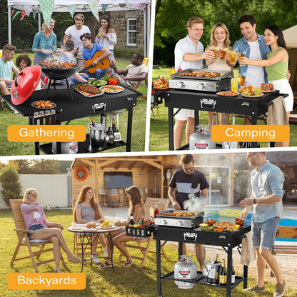 Baotree Outdoor Pizza Oven Table for Blackstone Griddle, Grill Cart Pizza Oven Stand, Foldable Cart Table with Wheels for Ninja, Cuisinart, Gozney, Solo Stove, BBQ Prep Tables Station, 46"x22"x29"