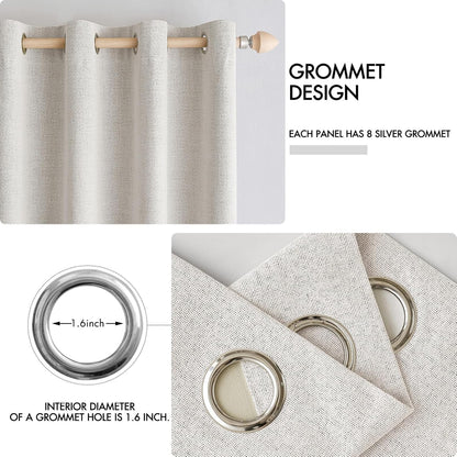 MIULEE Blackout Curtains - 100% Thermal Insulated Linen Textured Drapes | Cream White, 52 x 54 Inch (2 Panels)