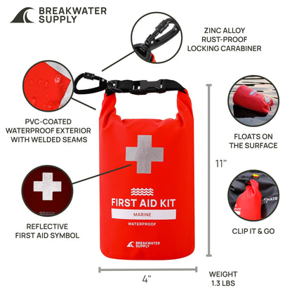 Breakwater Supply Waterproof Preparedness Pack, IP68 Submersible Airtight Backpack and Waterproof Marine First Aid Kit for Boating, Fishing, Kayaking (Fogland Lite 15L Fog White)