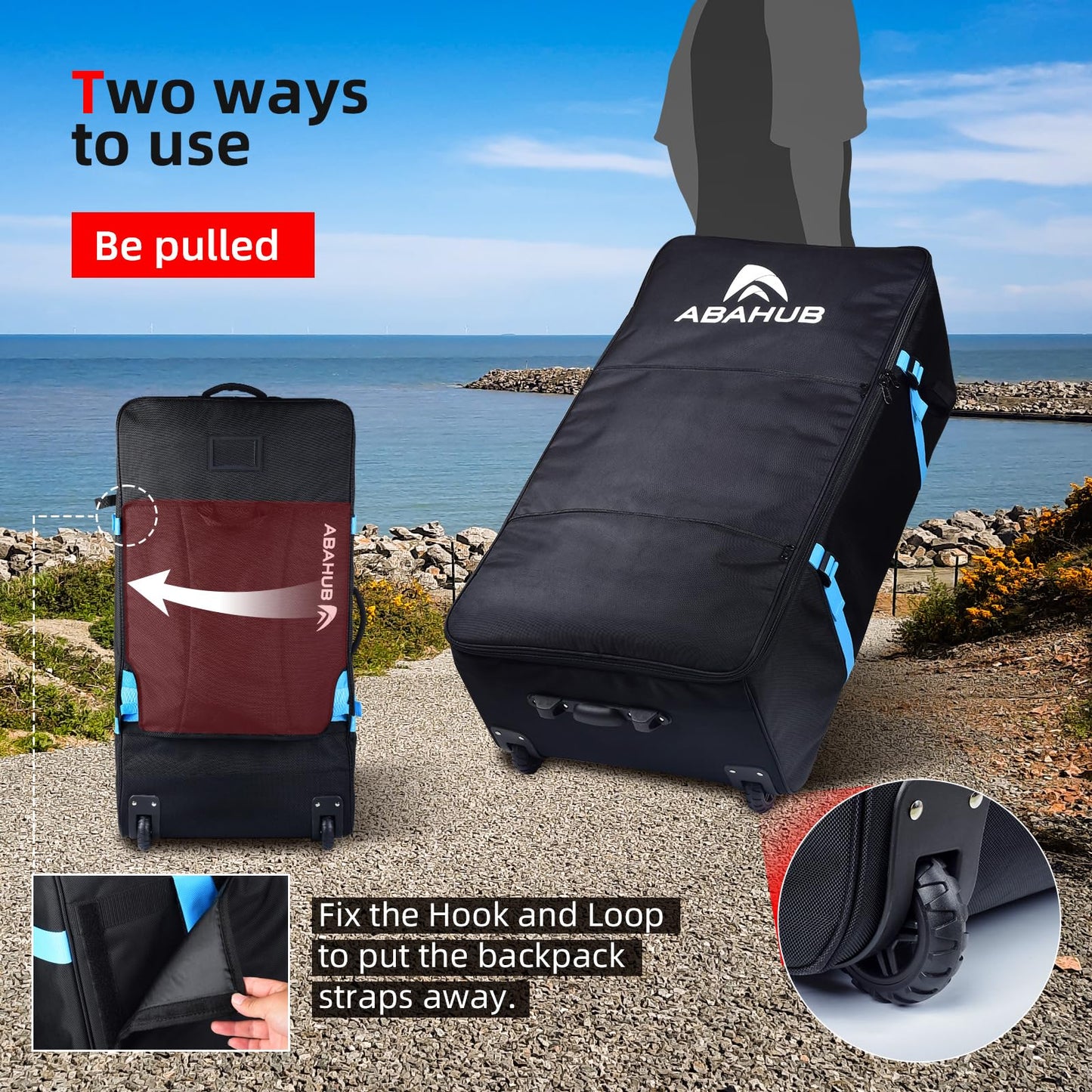 Abahub Premium iSUP Bag with Wheels, Travel Carrying Backpack for Inflatable Stand Up Paddleboards, Paddle Board Accessories(With Wheel)