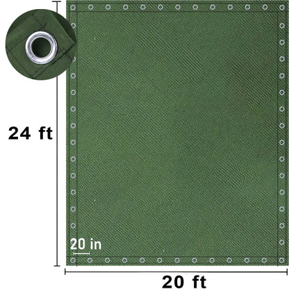 FoundGo Canvas Tarp 20x24ft Heavy Duty Waterresistant Tarps with Grommets, UV Resistant, 22 Mil Tarpaulin,14 oz Durable Cloth Covers for Car, Roof, Boat, Camp, Canopy, Woodpile with Ropes-Green