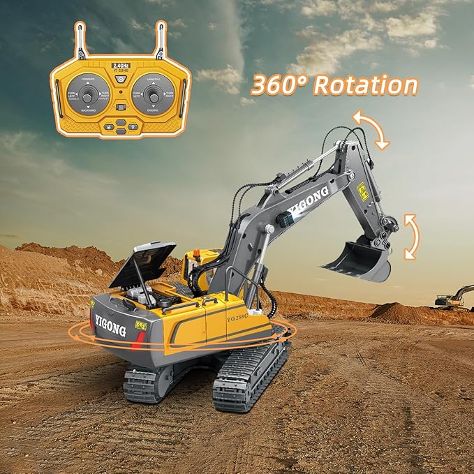 Remote Control Excavator - 1:20 RC Excavator Toys for Boys 14 Channel with Sound/Light RC Digger Construction Toys Gifts for Kids Age 5 6-10 Years Old