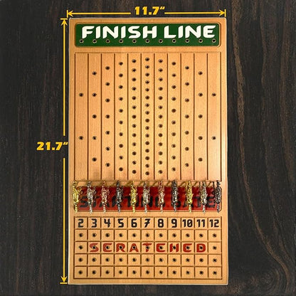 Horse Racing Game for Adults Horse Race Board Game with 11 Luxurious Metal Horses (Gold Silver Black Rose Gold) 22” Beech Wood Horse Race Game Board Dice &amp Golden Card Included (Beech)