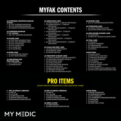 MY MEDIC MyFAK Standard Tactical IFAK & AFAK First Aid Kit - HSA FSA Items - Built in USA - Medical Supplies & Combat Medic Kit for Car, Truck, Vehicle & EDC Emergencies - Tactical Medical Bag, Black