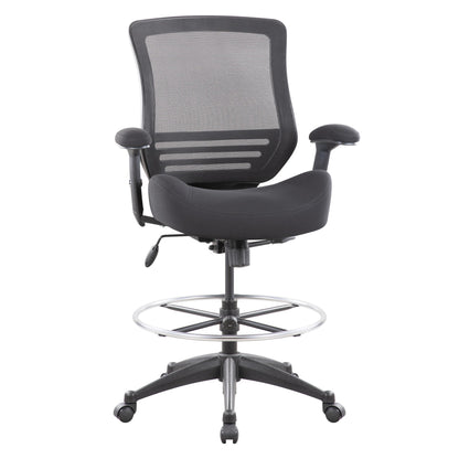 BOLISS 400lbs Mid Back Mesh Ergonomic Drafting Chair for Standing Desk Office Wide Chair Built-in Lumbar Support Big Adjustable Foot Ring Height Adjustable Armrest (Black)