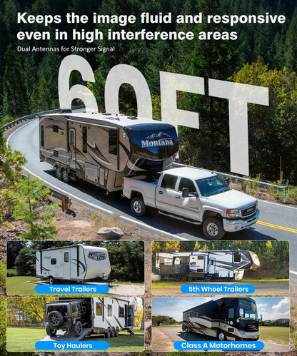 AUTO-VOX RV Backup Camera Wireless: Rear & Side Cameras with 7.2” HD 3 Split-Screen Recording Monitor, Flexible Suction Mount,Stable Signal & Dual Antenna for Camper, Fifth Wheel, Travel Trailer