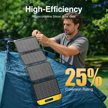 VTOMAN 40W Solar Panel Foldable Portable Small Solar Panel Charger with USB-C and USB-A Outputs for Phone, Tablet, Jump 100/FS300 Portable Power Station - Waterproof for Camping, Hiking,Backpacking