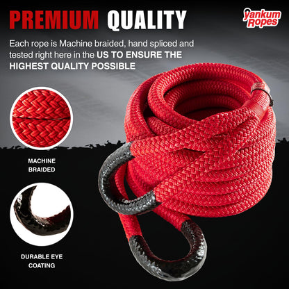 Yankum Kinetic Recovery Rope - Heavy Duty 7/8" x 30' Tow Rope, Off-Road & Vehicle Recovery, Kinetic Energy Ropes for 4x4, Jeep, and Trucks, Made in USA – Python Series