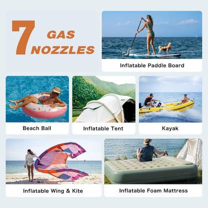 CYCPLUS 20PSI Rechargeable Paddleboard Pump - Intelligent Fast Dual-Stage Inflation, Deflation Function, Auto-Off &Dual LED Display, Suitable for Stand-Up Paddleboard, Inflatable Boat Tent Mattress