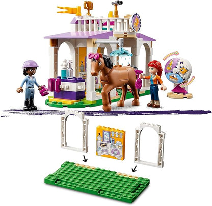 Lego Friends Riding School Set with 2 Toy Horses Aliya and Mia Mini Dolls Riding Stable and Horse Toy Animal Care Gift for Children Girls and Boys from 4 Years 41746