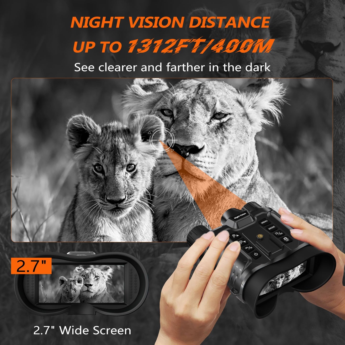 Dsoon Head-Mounted Night Vision Goggles Upgraded, Rechargeable Hands Free Night Vision Binoculars Goggles with Infrared, 1312FT, 32GB TF Card, Flashlight, 8X Digital Zoom