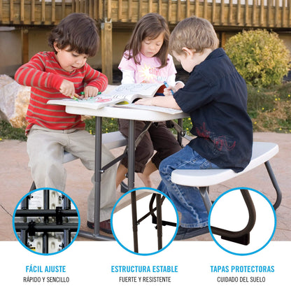 Lifetime 280094 Kid's Picnic Table, Size 1, Almond & 80425 Kids Folding Table, Almond, 24”