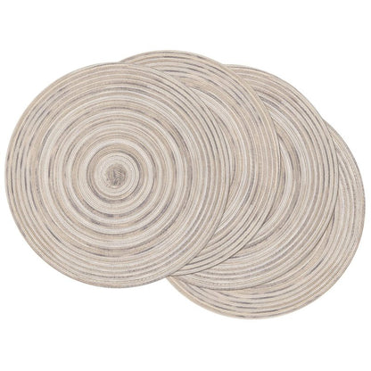 SHACOS Round Braided Placemats 15 inch Set of 4 Variegated Washable Kitchen Table Placemats for Home Wedding Party (Rainbow Gray, 4)