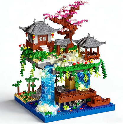 Beego Cherry Blossom Bonsai Tree Architecture Mini Building Kit Set Chinese Peach BlossomArchitecture Building Blocks with Light Japanese Sakura Tree House Gift for Adults Teen(2500PCS)