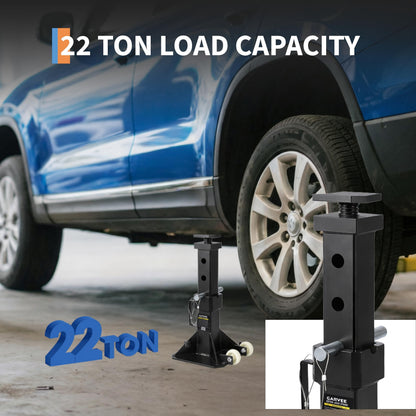 22 Ton Jack Stands,Heavy Duty Pin Type Car Jack Stand with Lock,2 Caster Wheels AndWide Base Safety Design for Supporting Trucks, Trailers and Equipment,Adjustable Height 13.8"-19.7",Black,1 Pair