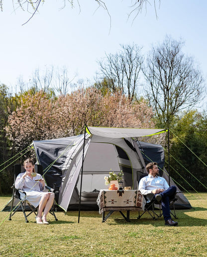 LOYEAHCAMP 8 Person Larger Extended Dome Camping Tent with 3 Rooms, Waterproof Semi-Freestanding Family Outdoor Tent with Porch and Spacious Interior