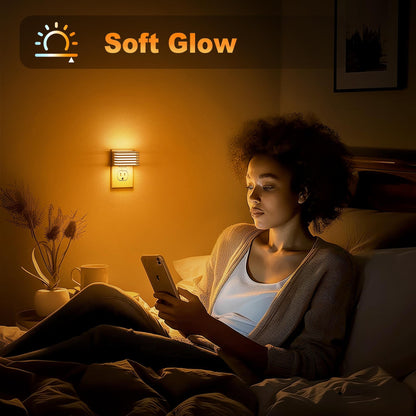 JandCase LED Night Light, [2 Pack] Night Lights Plug into Wall with Dusk to Dawn Sensor, Dimmable Plug in Night Light, Adjustable Brightness, 3000K Soft White Nightlight for Bedroom Bathroom Hallway