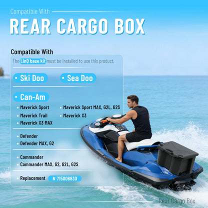 ALMULOO 30L/7.8 Gallon Rear Cargo Storage Box Compatible with Can-Am Maverick Sport X3 MAX Trail Compatible with Defender Commander Models Plastic Black Replacement for 715006830