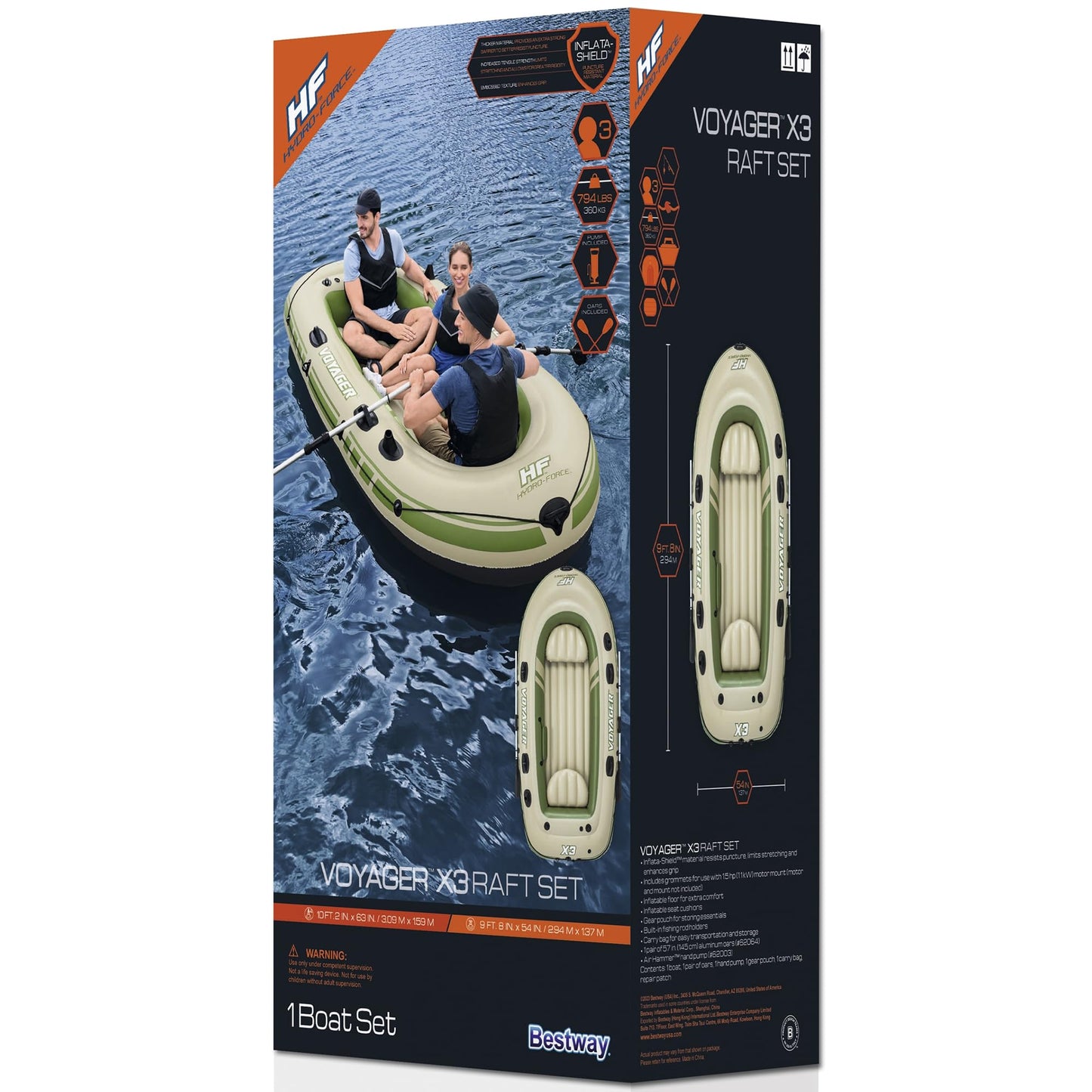 Hydro-Force Voyager X3 Inflatable Raft Set 9'8"