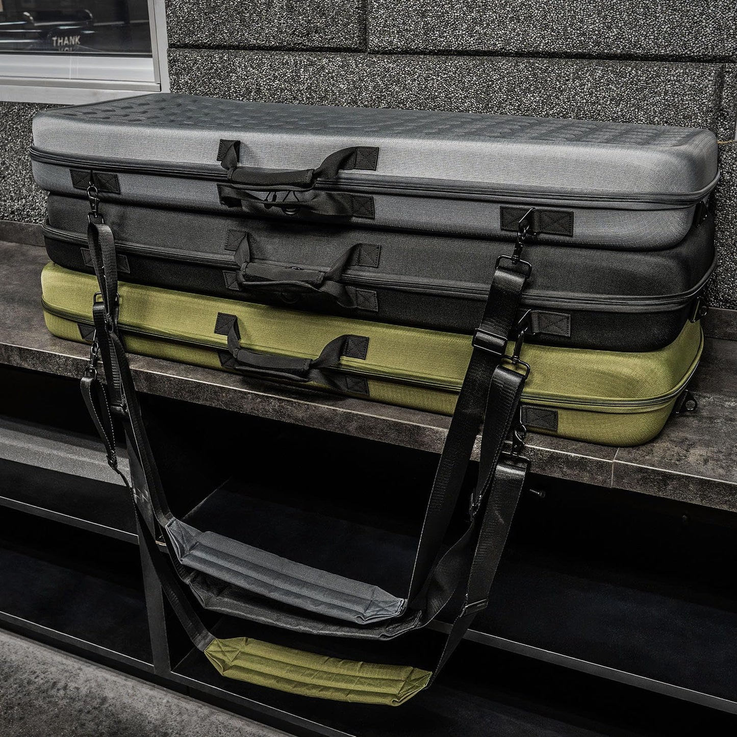 GRITR 42" Double Gun Case for Rifles & Shooting Accessories, Scoped Rifle EVA Case w/Durable Foam Insert, Lockable Zippers, 3-Mag Caddy, Zippered Pouch & Adjustable Shoulder Strap, Gray