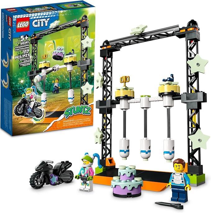 LEGO City Stuntz The Knockdown Stunt Challenge Playset 60341 Adventure TV Series Action Toy for Kids Aged 5 Plus with Stunt Bike Racer &amp Accessories