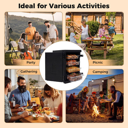 Goplus 91 Qt Insulated Food Pan Carrier, Lightweight Front Loading Food Warmer Cooler w/Safety Buckles and 12 Shelf Dividers, Non-Electrical Stackable Hot Box for Catering Buffet Outdoor Event (1)