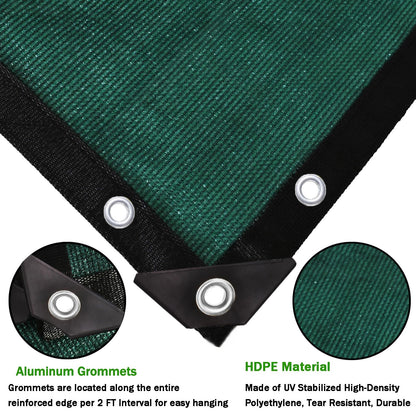 90% Green Colored Shade Cloth 20 ft X 24 ft, Heavy Duty HDPE Mesh Sun Shade Tarp with Grommets for Garden Greenhouse Pergola Patio Plant Kennel UV Protection