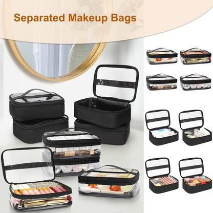 Relavel Rolling Makeup Case with Makeup Brush Case, Large Make Up Travel Organizer with 2 big Wheels, Professional Lockable Makeup Artist Backpack with Adjustable Dividers for Daily Use, Trip - Black