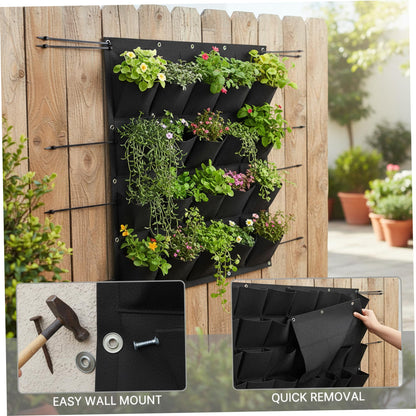 BeVistoso Vertical Planter, Vertical Garden Planter with 36 Pockets, Living Wall for Indoor Outdoor Use, Thick Non-Woven Fabric Planting Bag (Black, 39.4"x39.4")