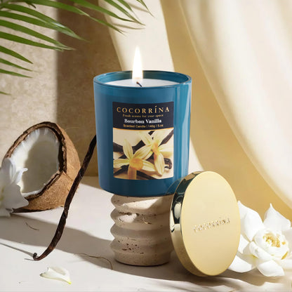 COCORRÍNA Fall Candles - Bourbon Vanilla 5 oz Soy Wax Scented Jar Candles for Home Scented, 31 Hours Burn Time, Aromatherapy Candle Gifts for Men Women