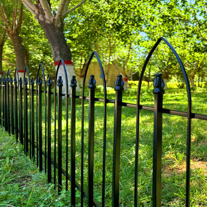 Thealyn Garden Fence 24" W x 24" H (10 Panels, Total 20 ft), Metal Fence Decorative Border Fence, Rustproof Landscape Fencing for Dog, Flower Bed, Yard, Patio, Animal Barrier