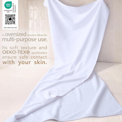 Cotton Paradise 100% Cotton Oversized Bath Sheet - Extra Large Turkish Towel, 40x80, White