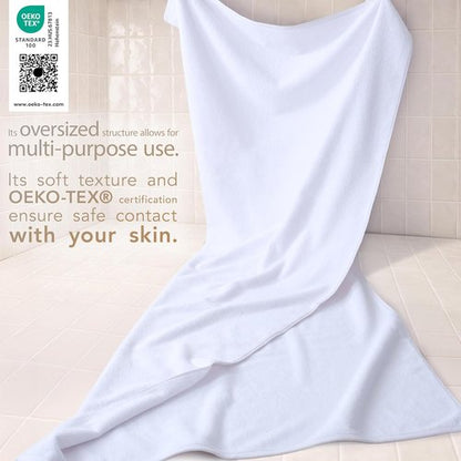 Cotton Paradise 100% Cotton Oversized Bath Sheet - Extra Large Turkish Towel, 40x80, White