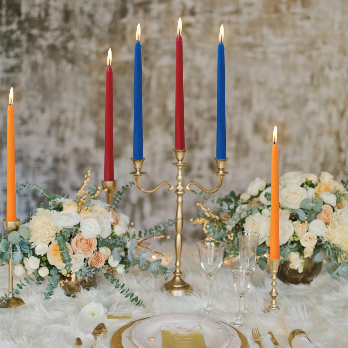 Gedengni Unscented Candlesticks Dripless Taper Candles,10 inches Red Tapered Candles Colorful Candle Sticks Orange Candlestick for Home Party Wedding Restaurant Holiday,12pcs (8D-ORBLRE)