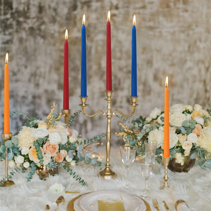 Gedengni Unscented Candlesticks Dripless Taper Candles,10 inches Red Tapered Candles Colorful Candle Sticks Orange Candlestick for Home Party Wedding Restaurant Holiday,12pcs (8D-ORBLRE)