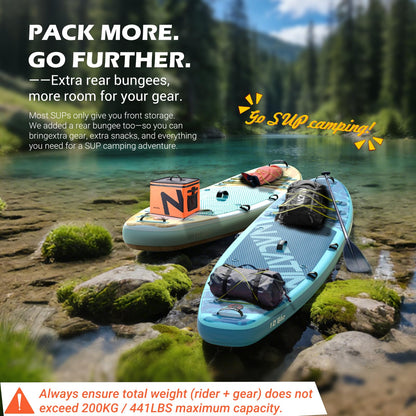 NACATIN Inflatable Stand Up Paddle Board for All Skill Levels, 10'6'' SUP Board for Adults with Non-Slip Deck, Full SUP Accessories & Kayak Seat, Great Stability for Lake, Ocean, Yoga & Fishing