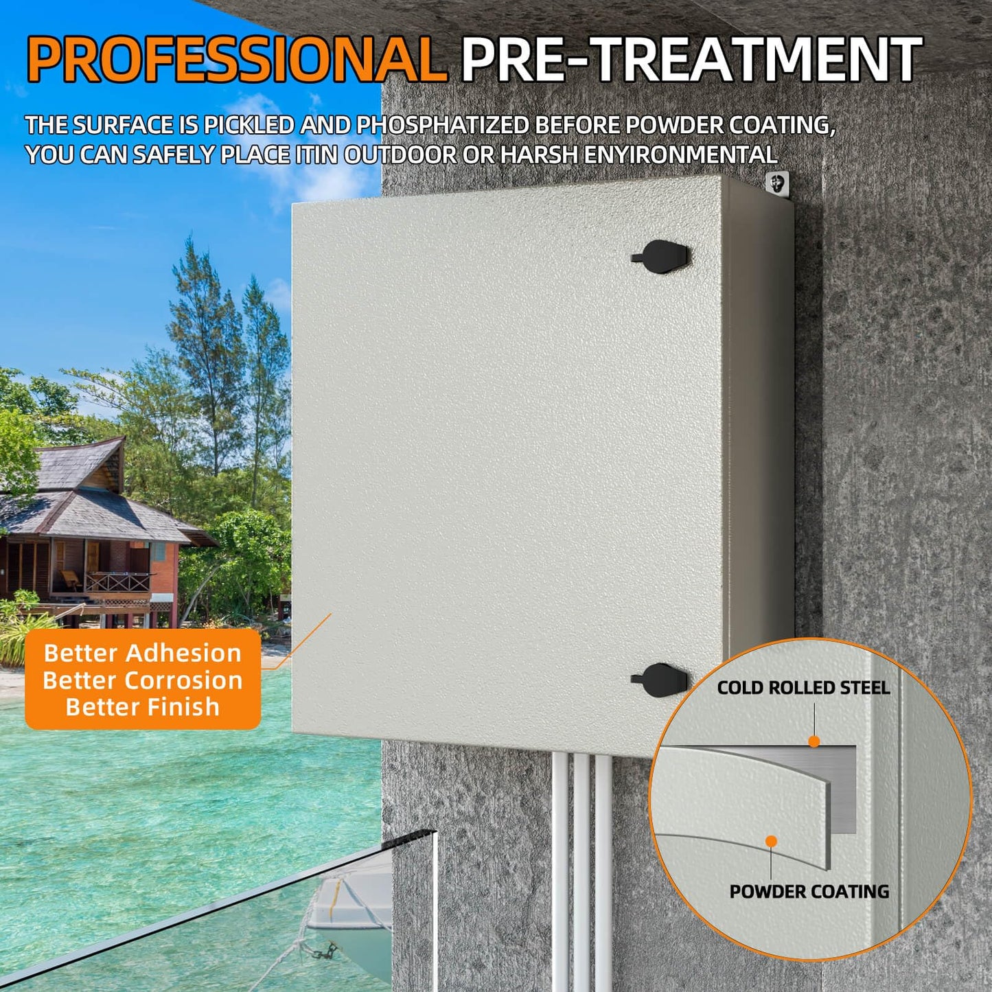 KWONONG Metal Enclosure, IP65 Waterproof Electrical Box for Indoor and Outdoor Projects, Includes Mounting Plate and Wall Bracket 600×500×250mm (24"×20"×10")