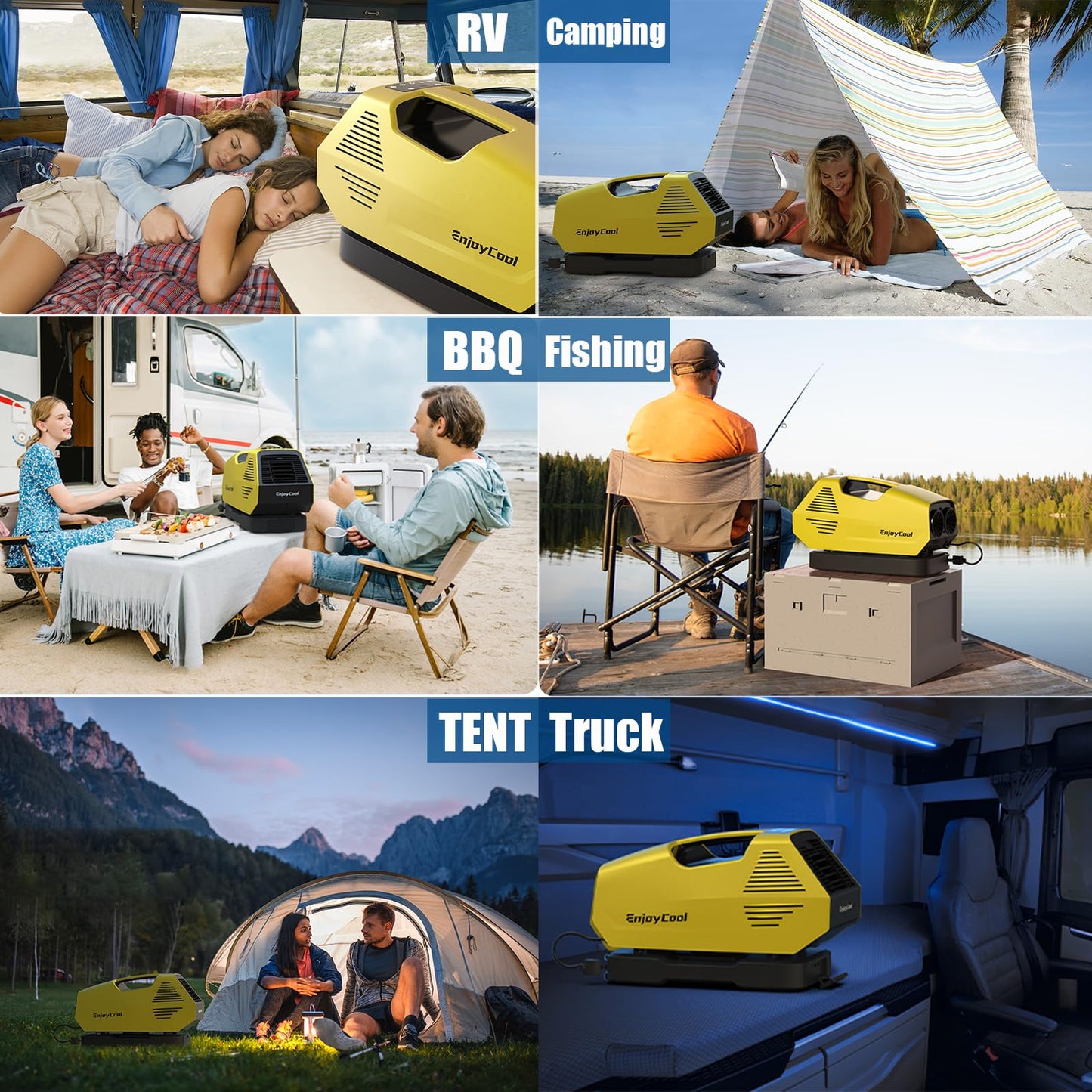 Portable Air Conditioner, Tent Air Conditiones Outdoor Air Conditioner, 2380BTU Home Air Conditioning Cooling Unit, 24V, 222W Low Power, for Outdoor Camping Tents, Cars, Trucks, Parties (yellow 2)