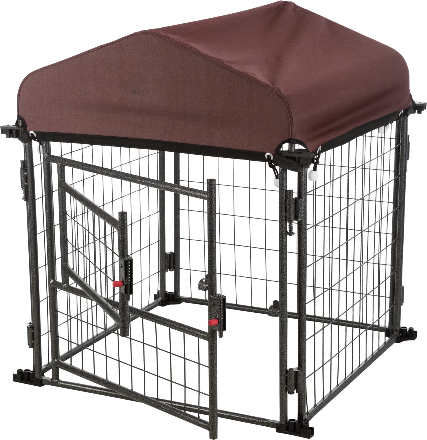 Trixie Deluxe Portable Dog Kennel S: 30 × 30 × 36 in – Foldable Heavy-Duty Steel Dog Enclosure with Weather-Protective Sunshade Cover – Expandable & Lockable Outdoor Dog Kennel – 1 x Kennel Set