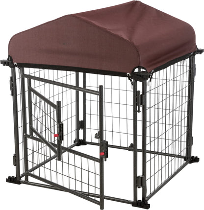 Trixie Deluxe Portable Dog Kennel S: 30 × 30 × 36 in – Foldable Heavy-Duty Steel Dog Enclosure with Weather-Protective Sunshade Cover – Expandable & Lockable Outdoor Dog Kennel – 1 x Kennel Set