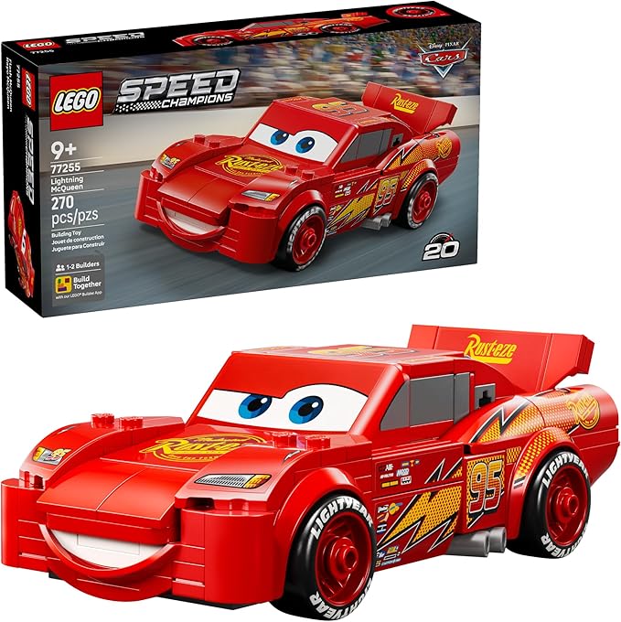 LEGO Speed Champions Lightning McQueen Toy - Disney Pixar Cars Building Blocks for Kids Boys &amp Girls Ages 9+ - Pretend Play Race Car &amp Bedroom Shelf Display - 77255