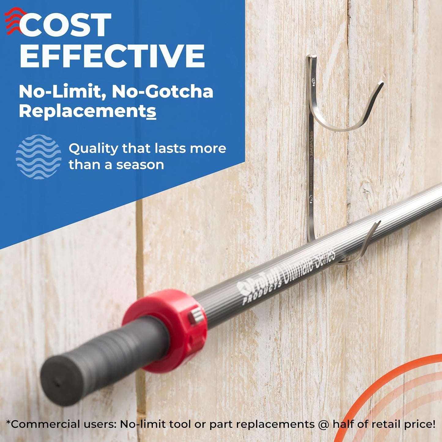 ProTuff Pool Pole Hanger Set - 2 Pack of Rust-Proof Stainless Steel Hooks - Easy Install for Poles, Nets & Skimmers