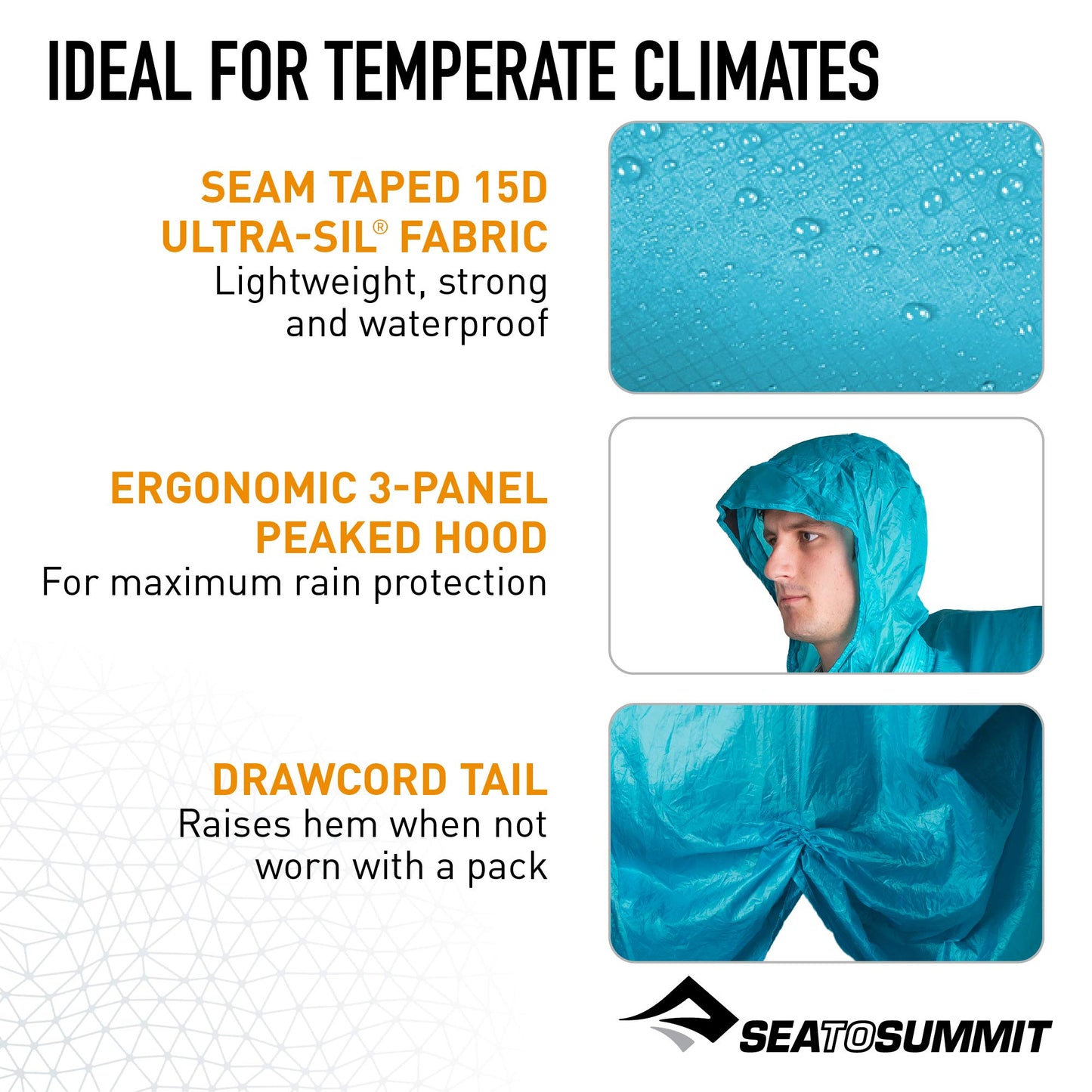 Sea to Summit Ultra-SIL Nano Tarp Poncho 4-in-1 Raincoat, Pack Cover, Groundsheet, and Shelter, Lime