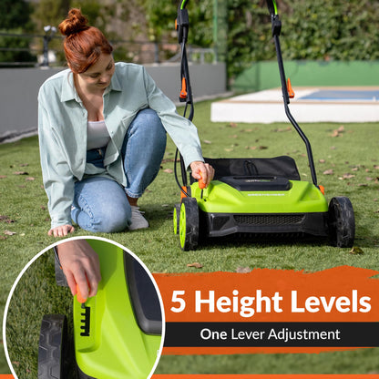 GreenSweep TurfoMax | Artificial Grass Electric Turf Sweeper, 5 Adjustable Height Settings, Foldable Handle, Collection Bag Included, Restores Flattened Turf & Removes Debris