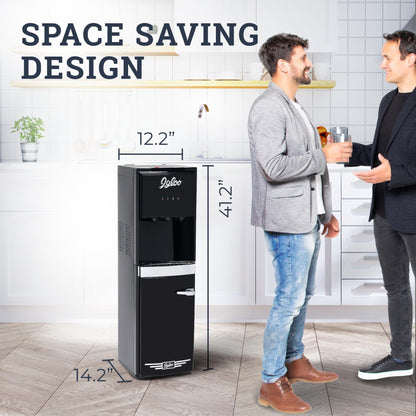 Igloo Retro Bottom-Loading Water Dispenser- Black Water Cooler Dispenser with Hot, Cold & Temperature Settings- Electric Water Dispenser Fits 3 & 5 Gallon Jugs with Child Safety Lock for Home & Office